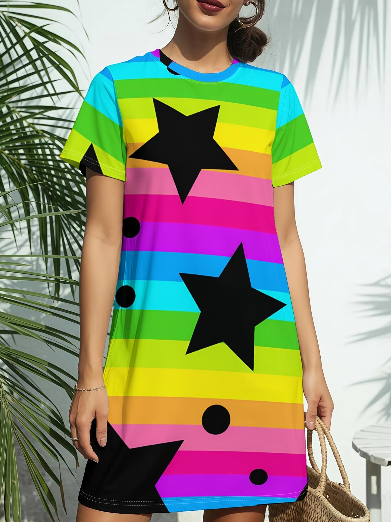 Rainbow StarNew Women s Round Neck Short Sleeve T-Shirt Dress. American Style Trend Digital Printing. Casual and Versatile for Spring and Summer. Eleg 2XL дубильная кора
Rainbow StarNew Women s Round Neck Short Sleeve T-Shirt Dress. American Style Trend Digital Printing. Casual and Versatile for Spring and Summer. Eleg 2XL дубильная кора