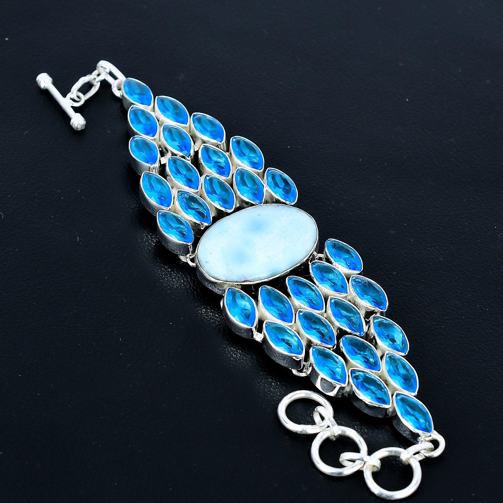 Blue Larimar Bracelet 925 Sterling Silver Bracelet Handmade Bracelet Silver Jewelry Blue Topaz Gemstone Bracelet Any Occasion Gift For Her 8 синій
Blue Larimar Bracelet 925 Sterling Silver Bracelet Handmade Bracelet Silver Jewelry Blue Topaz Gemstone Bracelet Any Occasion Gift For Her 8 синій