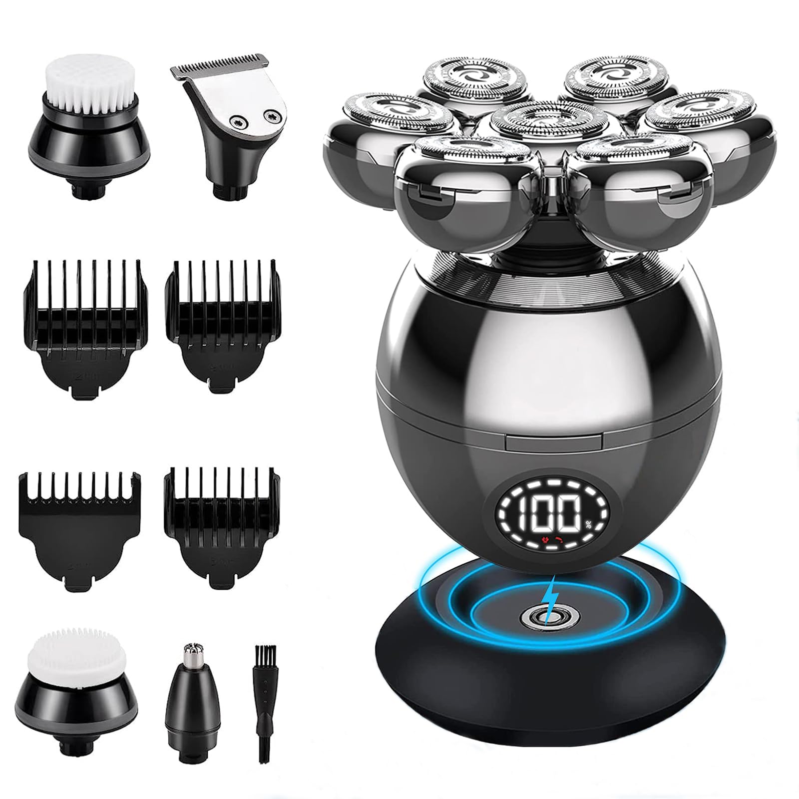 Skinhead Shaver Skinhead Shaver Razor Electric Shaver Shaver 5 in 1 Electric Shaver for Men IPX7 Waterproof Dry and Wet Use Rotating Shaving Electric срібний
Skinhead Shaver Skinhead Shaver Razor Electric Shaver Shaver 5 in 1 Electric Shaver for Men IPX7 Waterproof Dry and Wet Use Rotating Shaving Electric срібний