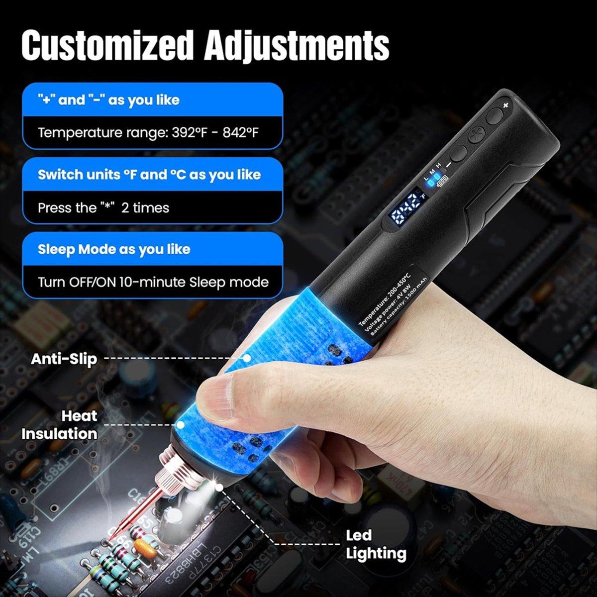BHBL Cordless Soldering Iron Kit, LDE Digital Display USB Rechargeable Soldering Iron for Small Soldering Projects, DIY China Mainland
BHBL Cordless Soldering Iron Kit, LDE Digital Display USB Rechargeable Soldering Iron for Small Soldering Projects, DIY China Mainland