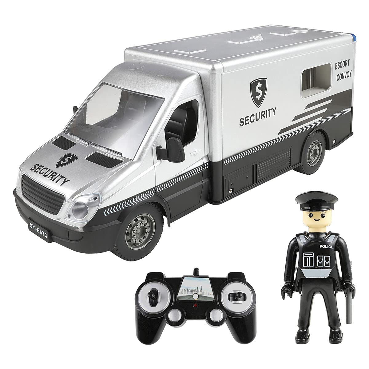 DoubleE 1/18 Scale 2.4GHz Radio-Controlled Security Car for Kids, Includes Policeman Figure, 13.5 (33cm) Longest Side, White
DoubleE 1/18 Scale 2.4GHz Radio-Controlled Security Car for Kids, Includes Policeman Figure, 13.5 (33cm) Longest Side, White
