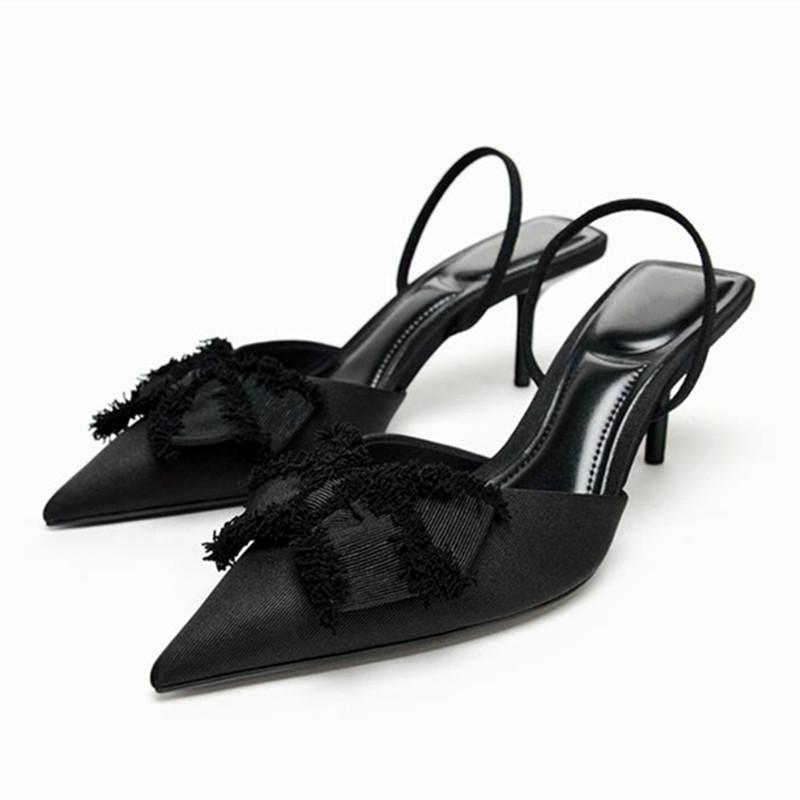 Fashion Black Satin Butterfly Knot Decorated Pumps Women Sexy Pointed Toe Slingback Stiletto Sandals Elegant Banquet Dress Shoes 42 чорний
Fashion Black Satin Butterfly Knot Decorated Pumps Women Sexy Pointed Toe Slingback Stiletto Sandals Elegant Banquet Dress Shoes 42 чорний