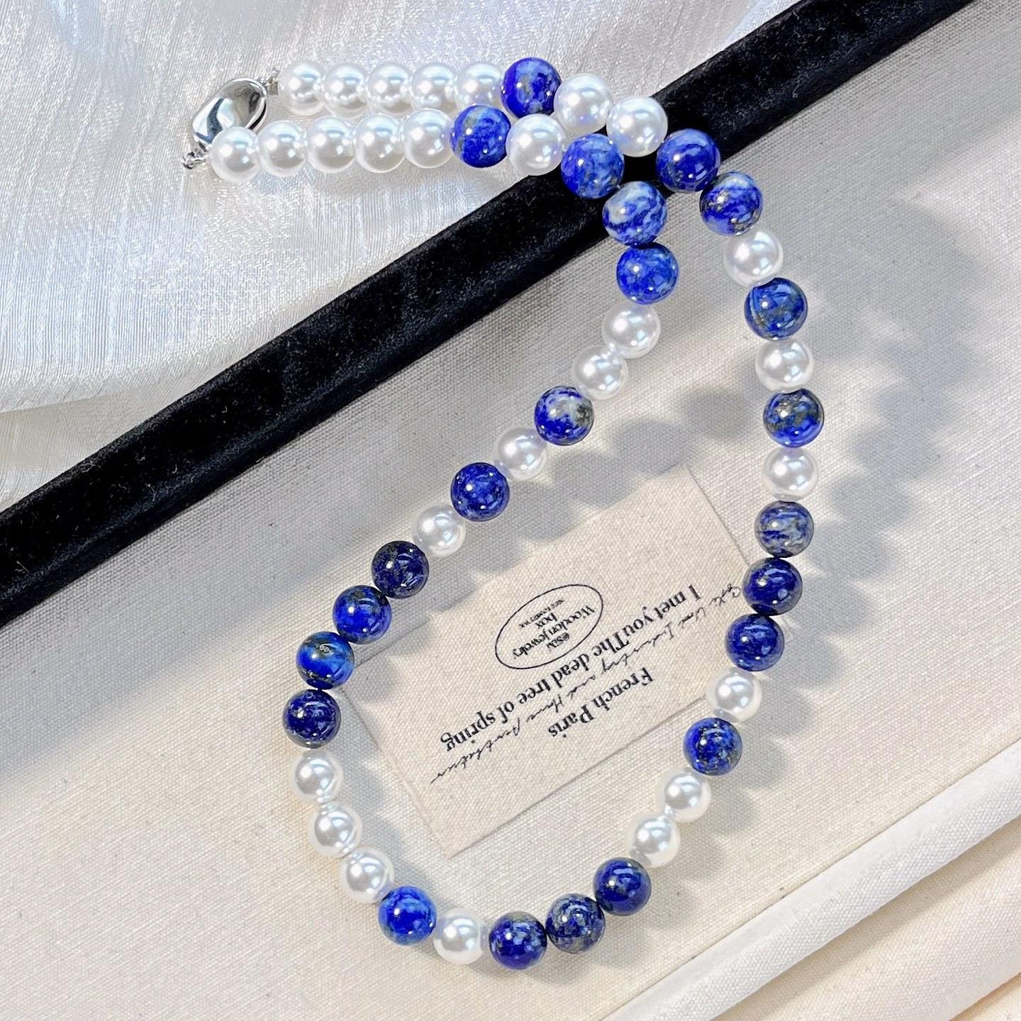 Vintage Natural Lapis Lazuli High-Gloss Artificial Crystal Pearl Collarbone Chain Necklace
Vintage Natural Lapis Lazuli High-Gloss Artificial Crystal Pearl Collarbone Chain Necklace