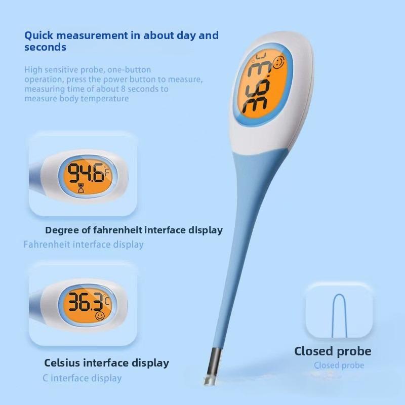 Высококачественный 8-секундный быстрый термометр электронный термометр человеческий оральный термометр большой ЖК-дисплей трехцветный мягкий термометр thermometer синий
Высококачественный 8-секундный быстрый термометр электронный термометр человеческий оральный термометр большой ЖК-дисплей трехцветный мягкий термометр thermometer синий