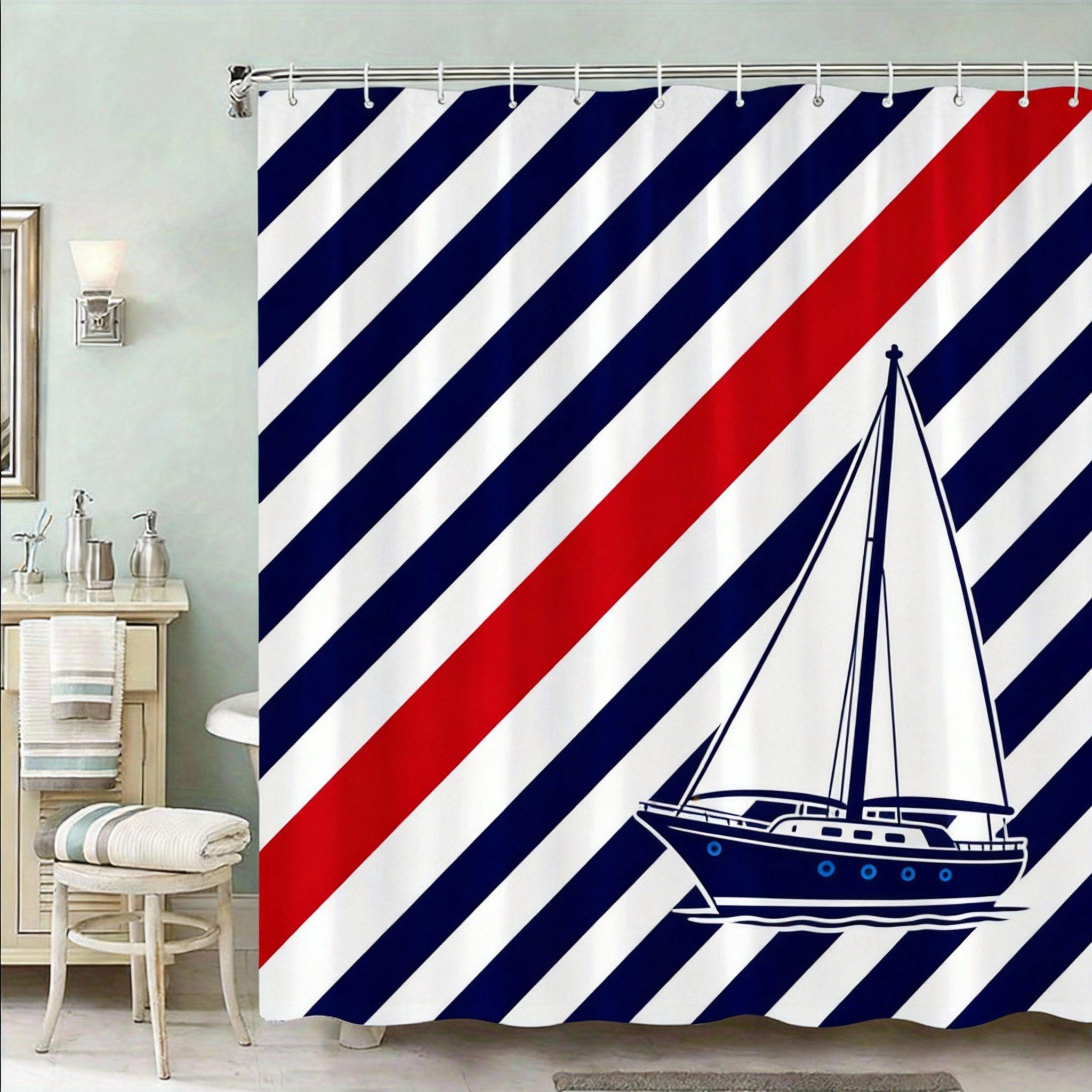 Nautical Shower Curtain 180X180Cm – Navy Stripes With Anchor & Yellow Accent, Maritime Bathroom Decor, 12 Hooks W60H190(CM)-1 Pcs
Nautical Shower Curtain 180X180Cm – Navy Stripes With Anchor & Yellow Accent, Maritime Bathroom Decor, 12 Hooks W60H190(CM)-1 Pcs
