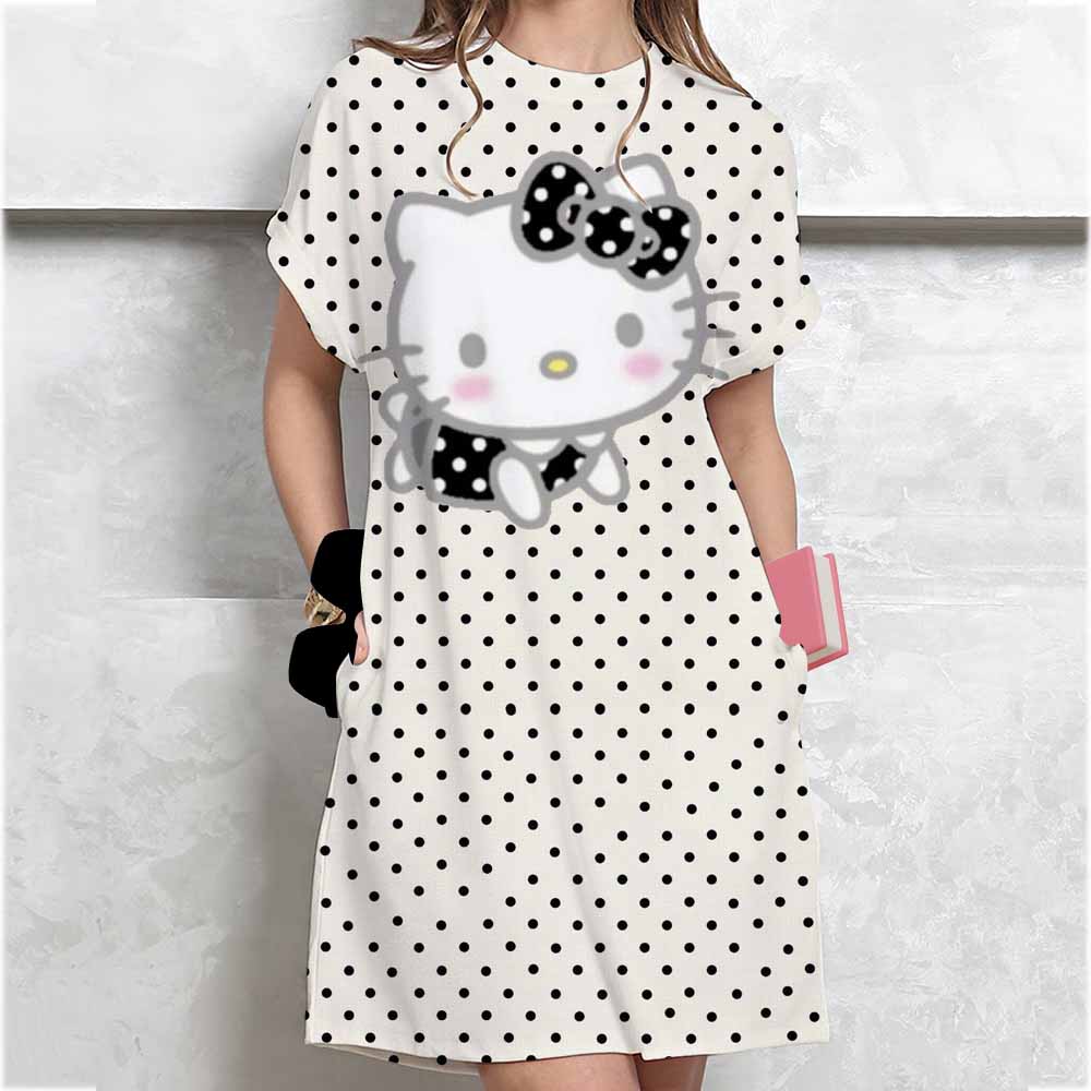 Літня жіноча сукня-футболка Повсякденна з круглим вирізом з коротким рукавом з принтом Hello Kitty Корейська обтисла міні-сукня L
Літня жіноча сукня-футболка Повсякденна з круглим вирізом з коротким рукавом з принтом Hello Kitty Корейська обтисла міні-сукня L