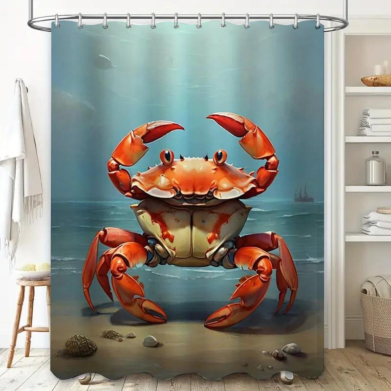 3D Printed Bath Curtain Featuring A Large Crab Design Perfect For Bathroom Decor W60H190(CM)-1 Pcs
3D Printed Bath Curtain Featuring A Large Crab Design Perfect For Bathroom Decor W60H190(CM)-1 Pcs