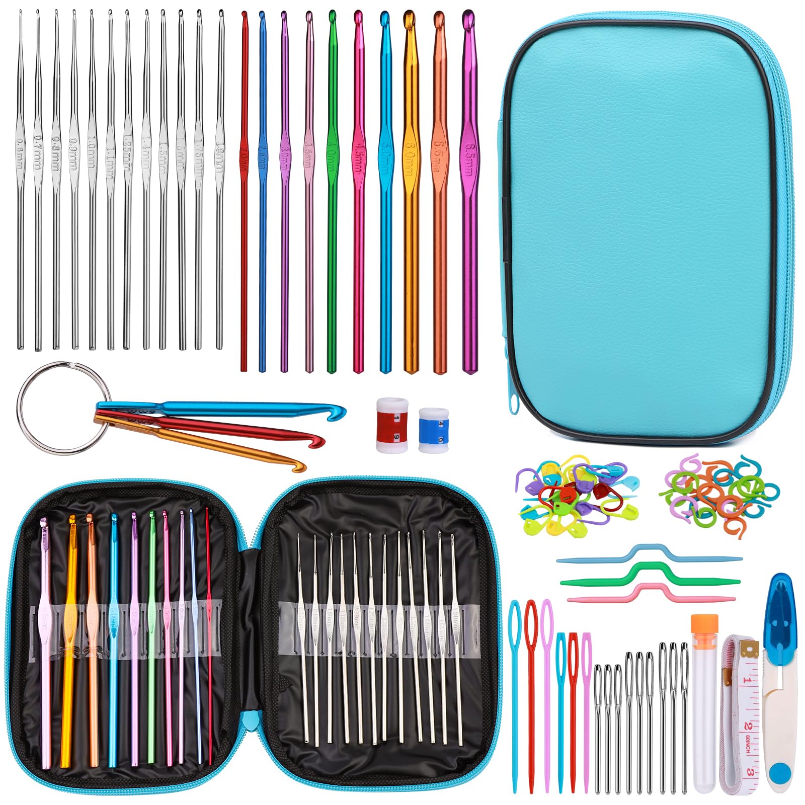 Fenrry 86PCS Набор крючков для вязания Набор спиц для вязания со спицами Маркеры петель Цветная сумка для вязания крючком светло-синий
Fenrry 86PCS Набор крючков для вязания Набор спиц для вязания со спицами Маркеры петель Цветная сумка для вязания крючком светло-синий
