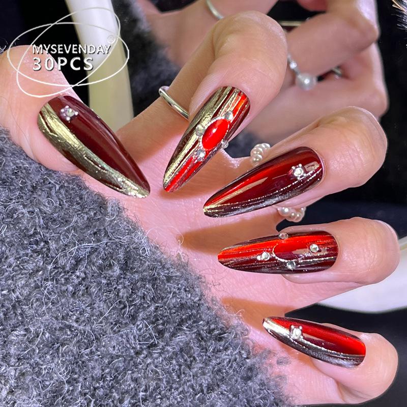 Gilded Burgundy Cat Eye Wearable Nail Art - High-End Handmade Nail Tips Handmade Nails XS#10 pcs/bag
Gilded Burgundy Cat Eye Wearable Nail Art - High-End Handmade Nail Tips Handmade Nails XS#10 pcs/bag