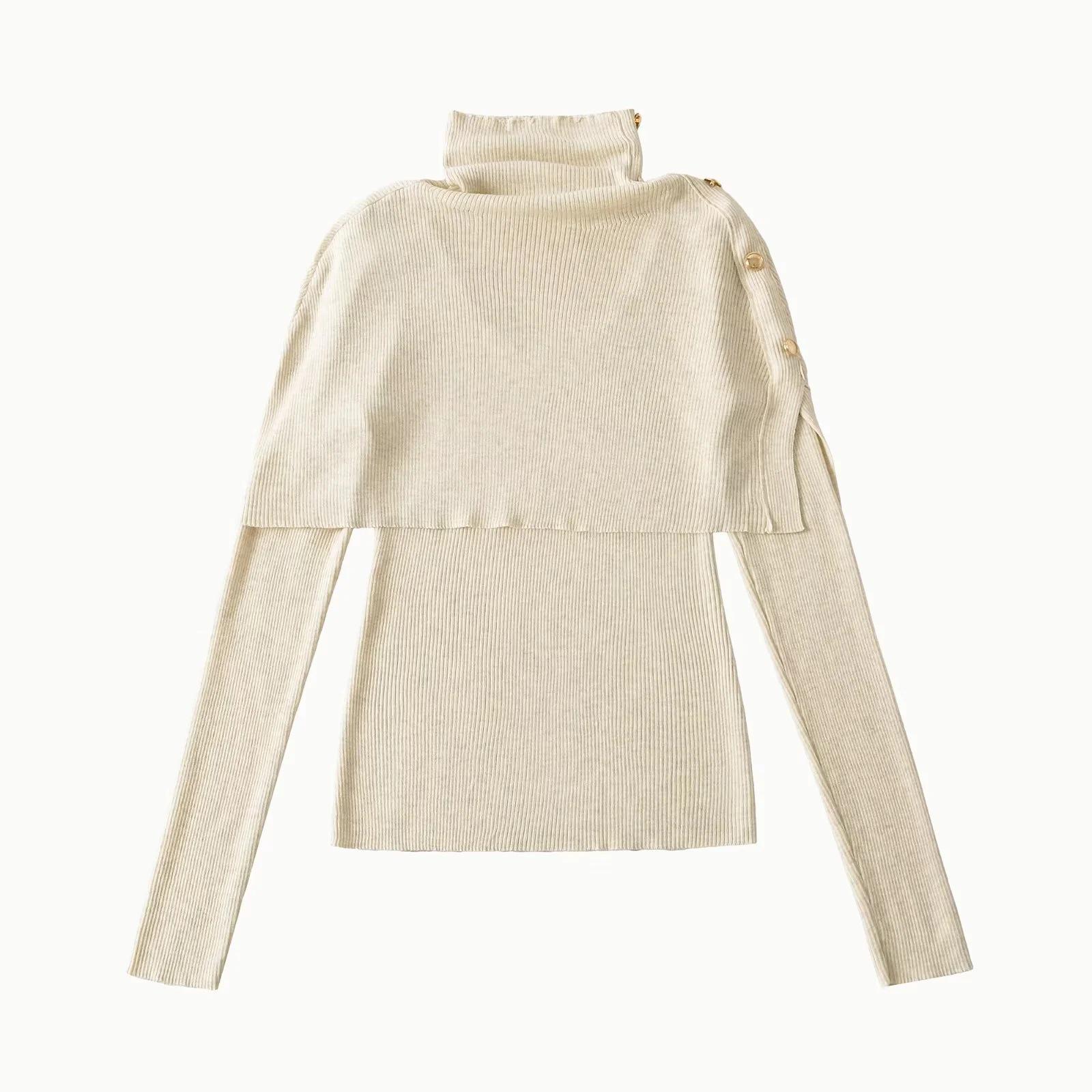 European Style Spicy Girl Two-Piece Set: High Neck Metal Buckle Knit Top - Elegant, Casual, Slimming. One Size бежевый
European Style Spicy Girl Two-Piece Set: High Neck Metal Buckle Knit Top - Elegant, Casual, Slimming. One Size бежевый