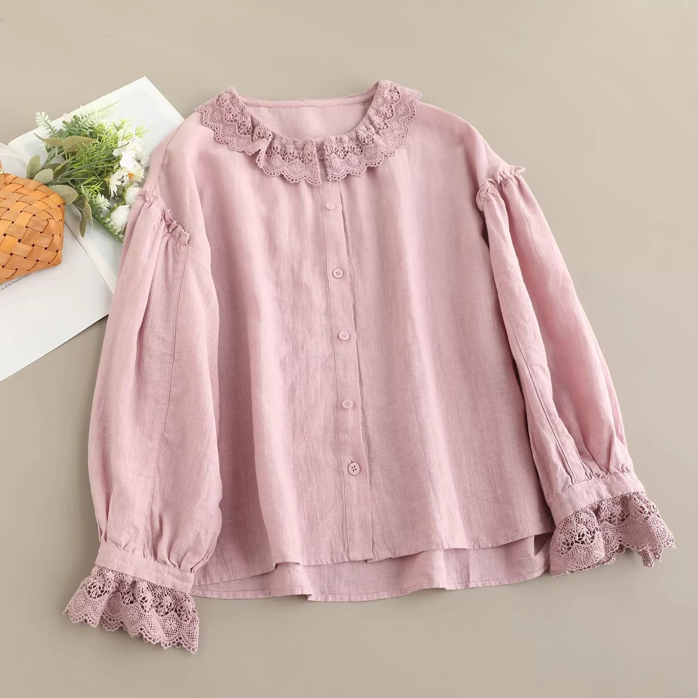 French Lace Patchwork Long Sleeve Doll Collar Linen Shirt One Size рожевий
French Lace Patchwork Long Sleeve Doll Collar Linen Shirt One Size рожевий