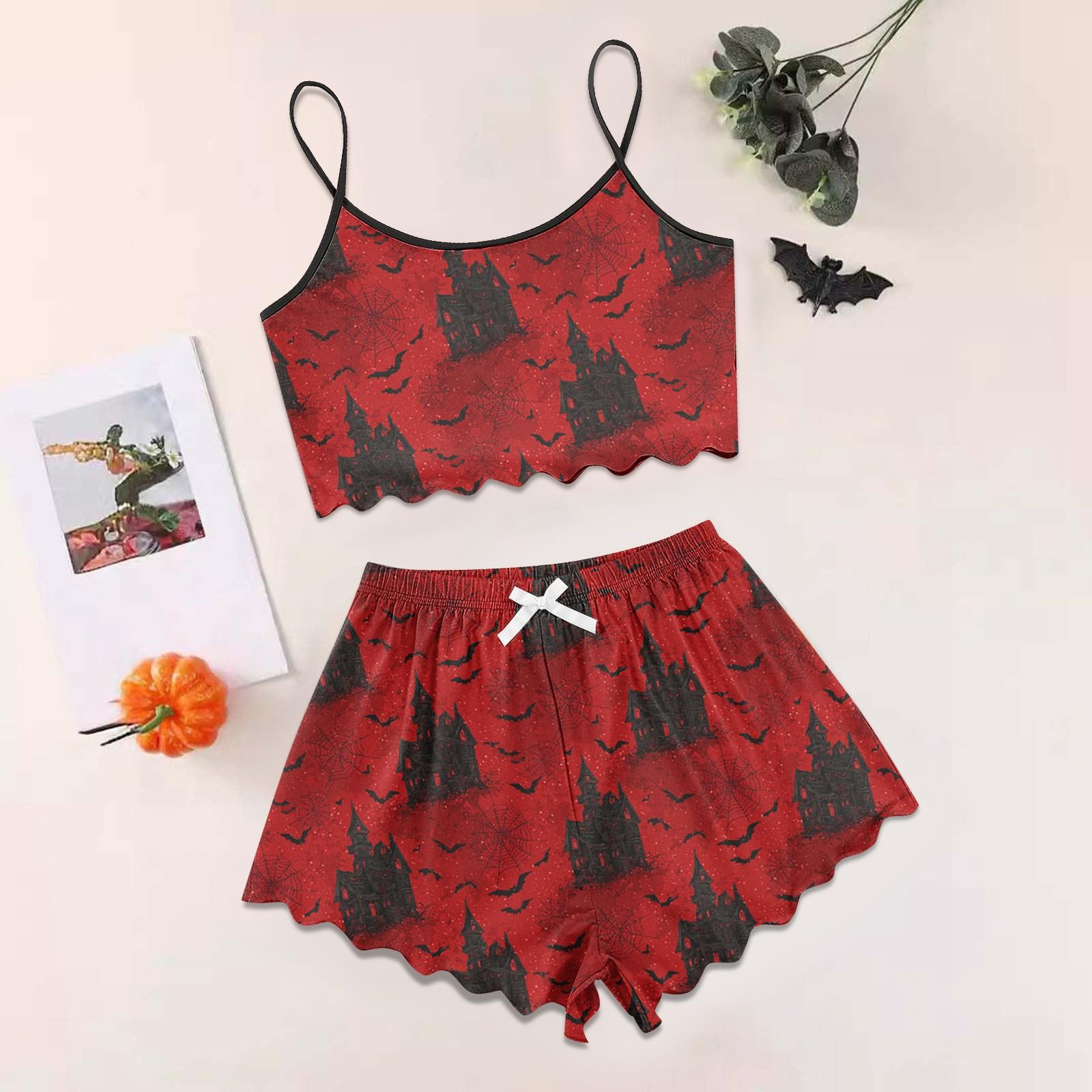 Women s Halloween Set With Retro Floral Print Suspender Sleeveless Vest Shorts Pajama Set XL красный
Women s Halloween Set With Retro Floral Print Suspender Sleeveless Vest Shorts Pajama Set XL красный