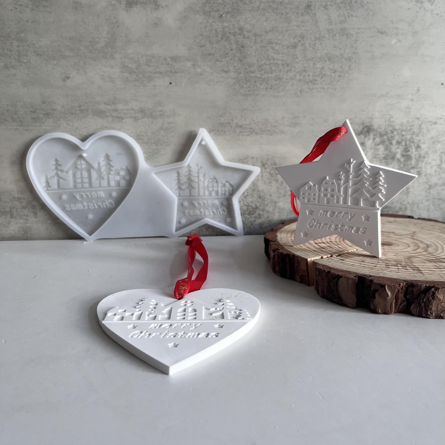 Heart Pentagram House Tree Pattern Hanging Plaque Silicone Mold Merry Chrismas Pendant Decoration Plaster Mould білий
Heart Pentagram House Tree Pattern Hanging Plaque Silicone Mold Merry Chrismas Pendant Decoration Plaster Mould білий