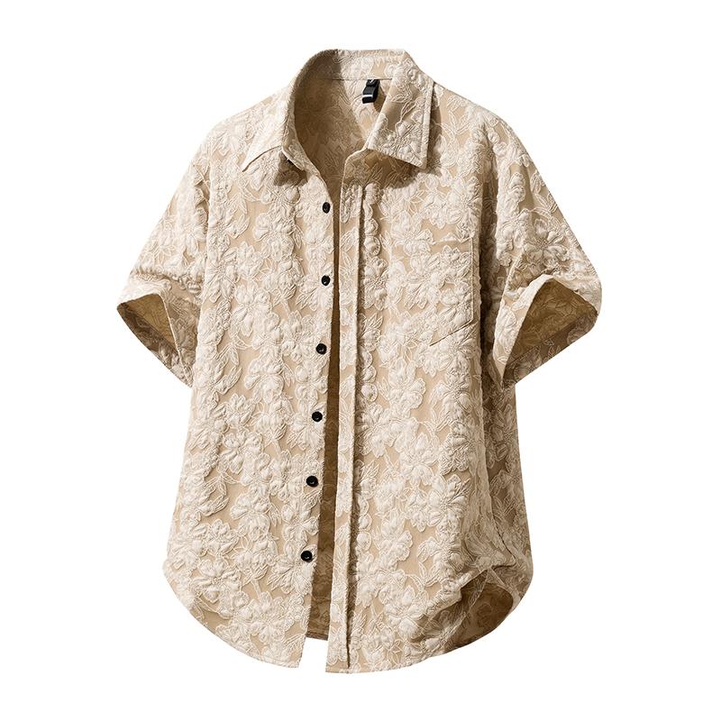 Lace Flowers Jacquard Shirts Men Tops for Summer Beach Wear Vintage Short Sleeve Floral Hawaiian Cuban Shirt Man Chemise Tops Euro Size S
Lace Flowers Jacquard Shirts Men Tops for Summer Beach Wear Vintage Short Sleeve Floral Hawaiian Cuban Shirt Man Chemise Tops Euro Size S