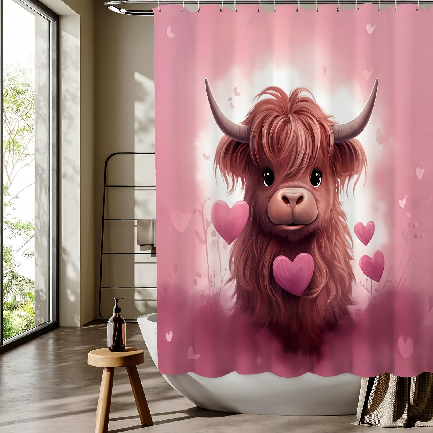 Adorable Pink Highland Cow Print Shower Curtain - Machine Washable,All-Season Knit Weave,Cartoon Animal Theme for Bathroom Decor W90xH180cm
Adorable Pink Highland Cow Print Shower Curtain - Machine Washable,All-Season Knit Weave,Cartoon Animal Theme for Bathroom Decor W90xH180cm