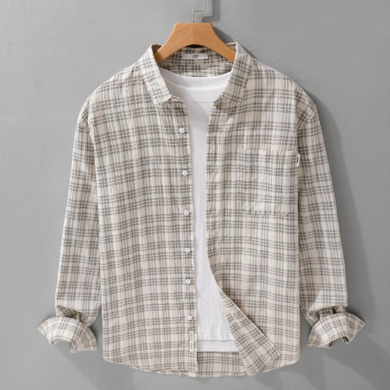 Japanese Style Plaid Shirt Long Sleeve Men s Casual Shirt Spring/Autumn Pure Cotton Button Shirt with Pocket Lapel Collar Men Tops M белый
Japanese Style Plaid Shirt Long Sleeve Men s Casual Shirt Spring/Autumn Pure Cotton Button Shirt with Pocket Lapel Collar Men Tops M белый