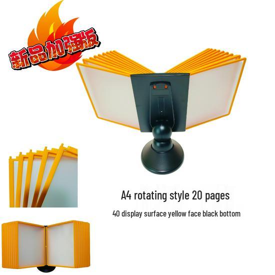 A4 Rotating Desktop Document Rack: 40-Page Flip-Over Display Stand & Loose-Leaf Photo Album Holder.
A4 Rotating Desktop Document Rack: 40-Page Flip-Over Display Stand & Loose-Leaf Photo Album Holder.