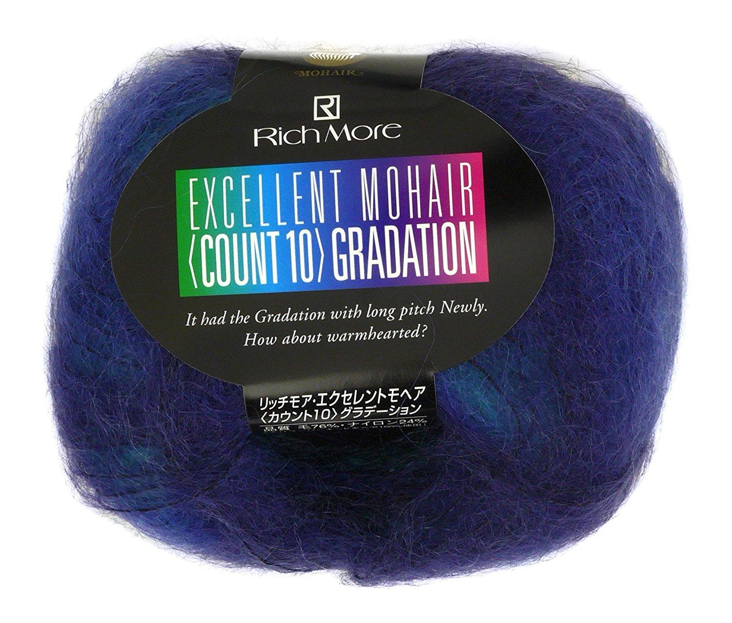 Нитки шерстяные градиентные Hamanaka Richmore Excellent Mohair, номер 10, синяя, 20 г, 200 м, набор из 10 мотков, цвет 3249, прибл. 128.
Нитки шерстяные градиентные Hamanaka Richmore Excellent Mohair, номер 10, синяя, 20 г, 200 м, набор из 10 мотков, цвет 3249, прибл. 128.