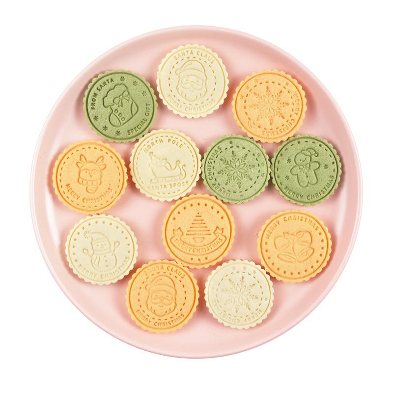 Набор круглых рождественских формочек для печенья 8 шт. 3D формочки для тиснения для мастики, печенья, сыра, для выпечки, принадлежности для вечеринок розовый