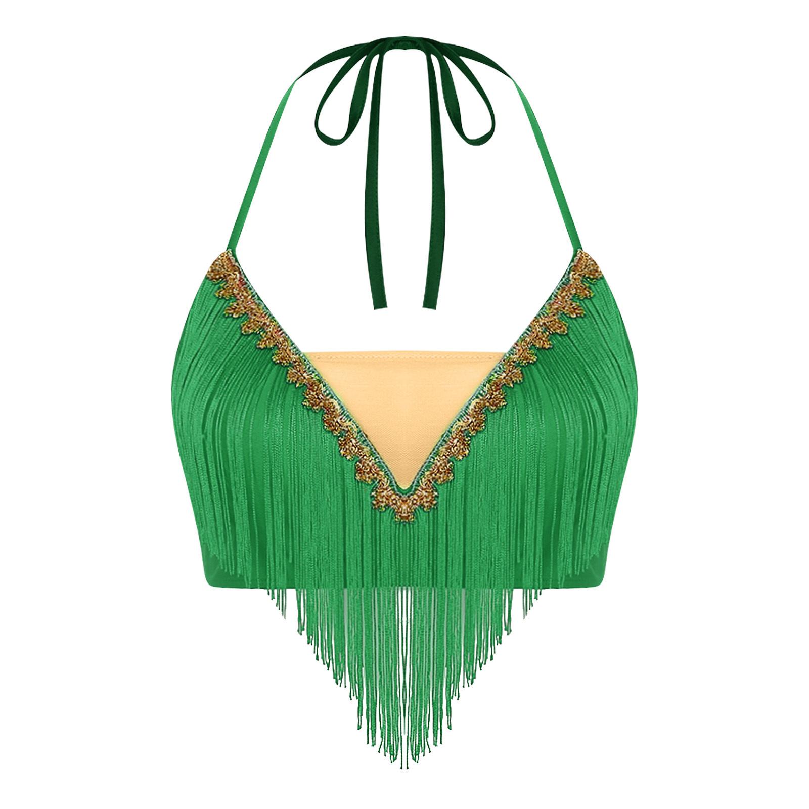 Womens Belly Dance Crop Top Lace-up Halter Tassel Fringed Camisole Dance Sling Top L зелений
Womens Belly Dance Crop Top Lace-up Halter Tassel Fringed Camisole Dance Sling Top L зелений