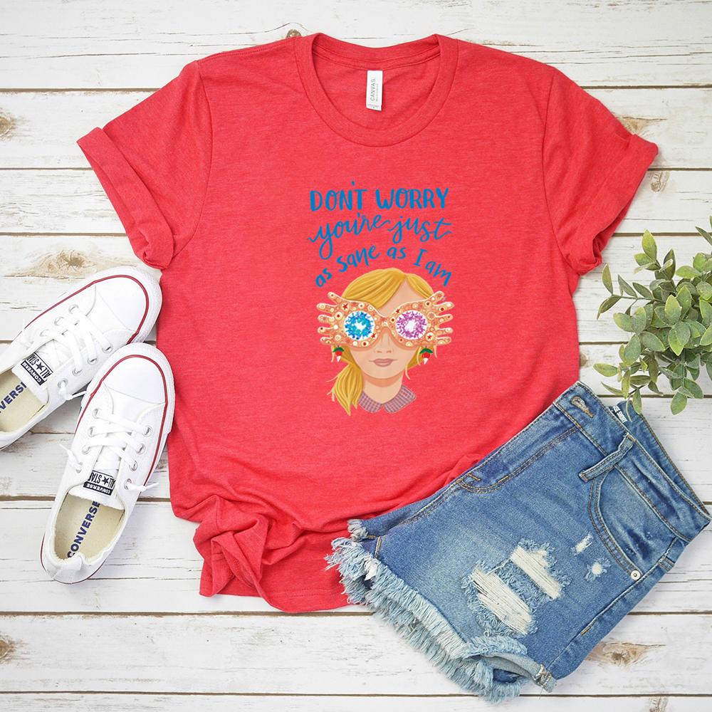 HP Dont Worry Youre Just As Sane As Luna Lovegood Tshirt Cute HP Magicl Shirt Spectra Specs Quote Tee Y2K Vintage Wizard Tops S
HP Dont Worry Youre Just As Sane As Luna Lovegood Tshirt Cute HP Magicl Shirt Spectra Specs Quote Tee Y2K Vintage Wizard Tops S