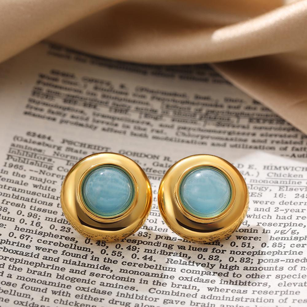 Vintage Glossy Gold Plated Natural Stone Earrings for Women Blue Color Statement Round Stud Earring Wedding Zircon France Style
Vintage Glossy Gold Plated Natural Stone Earrings for Women Blue Color Statement Round Stud Earring Wedding Zircon France Style