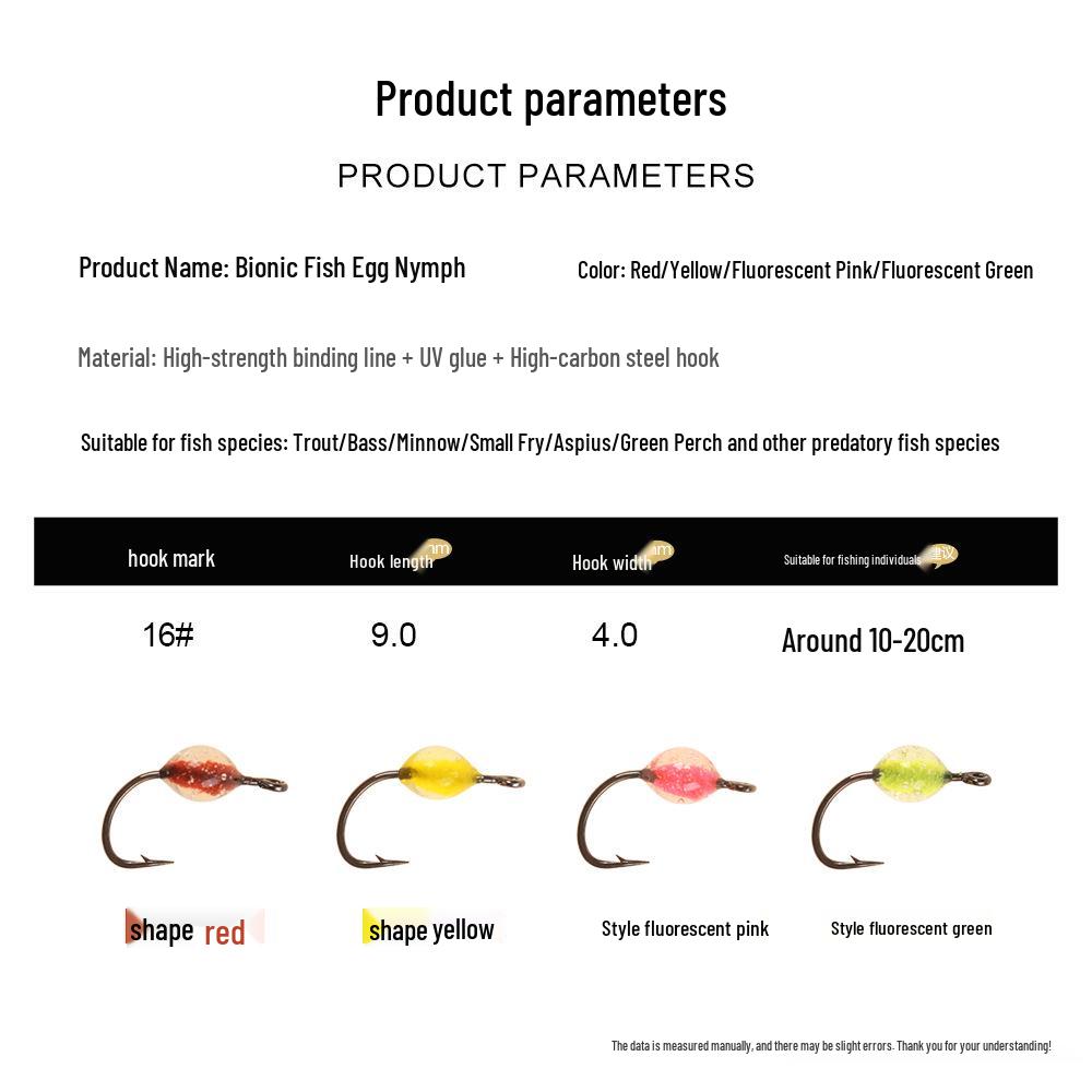 Fluorescent Bionic Fish Egg Larva Hook Lure for Trout & Bass Fluorescent Pink (5 pieces/Round Box)
Fluorescent Bionic Fish Egg Larva Hook Lure for Trout & Bass Fluorescent Pink (5 pieces/Round Box)