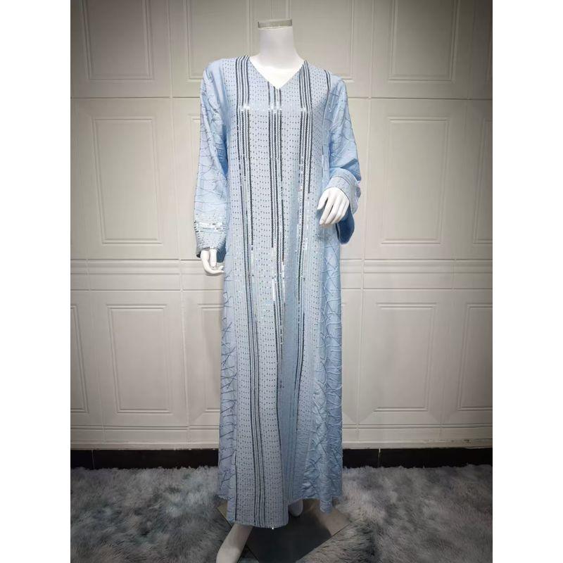New Middle East Dubai Long sleeve V-neck Robe Loose Sequin Embroidered Dress V-Neck Sequin Dress Light blue 2XL
New Middle East Dubai Long sleeve V-neck Robe Loose Sequin Embroidered Dress V-Neck Sequin Dress Light blue 2XL