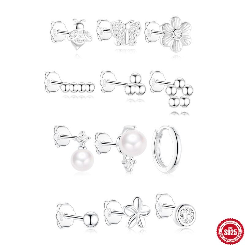 Silver Three-Piece Summer S925 Sterling Silver Bee Petals Butterfly Flowers Pearl Set Combination Versatile Stud Earrings 925 Silver
Silver Three-Piece Summer S925 Sterling Silver Bee Petals Butterfly Flowers Pearl Set Combination Versatile Stud Earrings 925 Silver