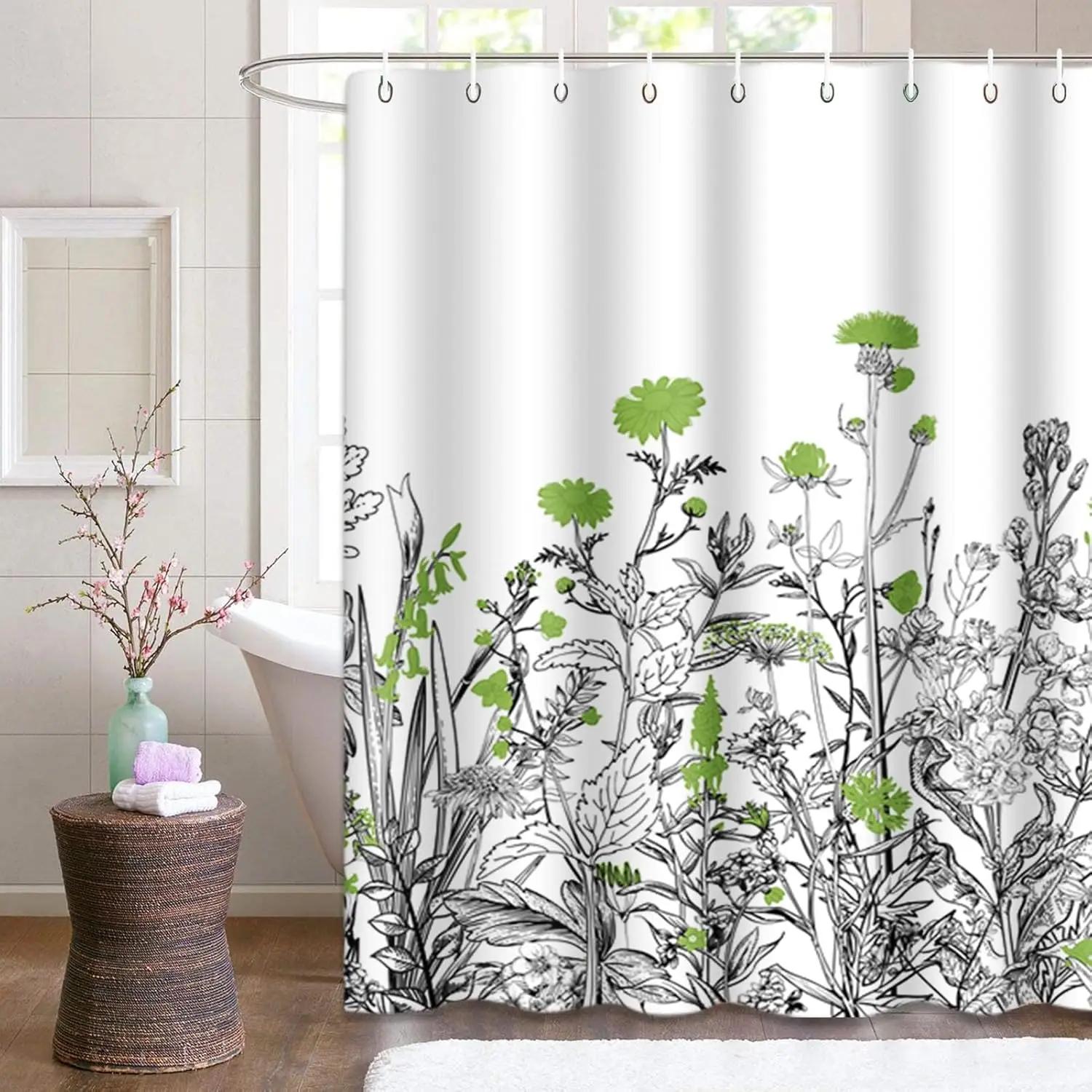 Black Floral Shower Curtain White Herbal And Wildflower Plant Vintage Waterproof Polyester Fabric Shower Curtain With Hooks W60H190(CM)-1 Pcs
Black Floral Shower Curtain White Herbal And Wildflower Plant Vintage Waterproof Polyester Fabric Shower Curtain With Hooks W60H190(CM)-1 Pcs