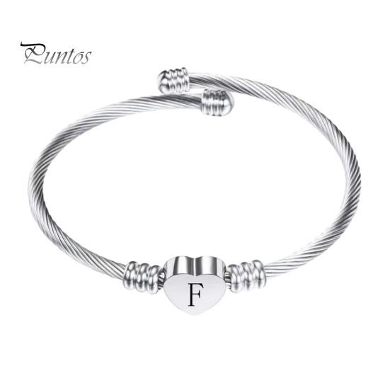 Серебряный браслет с инициалами в форме сердца, гравированные буквы AZ, браслеты-манжеты из титановой стали, ювелирные изделия в подарок на день рождения для женщин F
Серебряный браслет с инициалами в форме сердца, гравированные буквы AZ, браслеты-манжеты из титановой стали, ювелирные изделия в подарок на день рождения для женщин F
