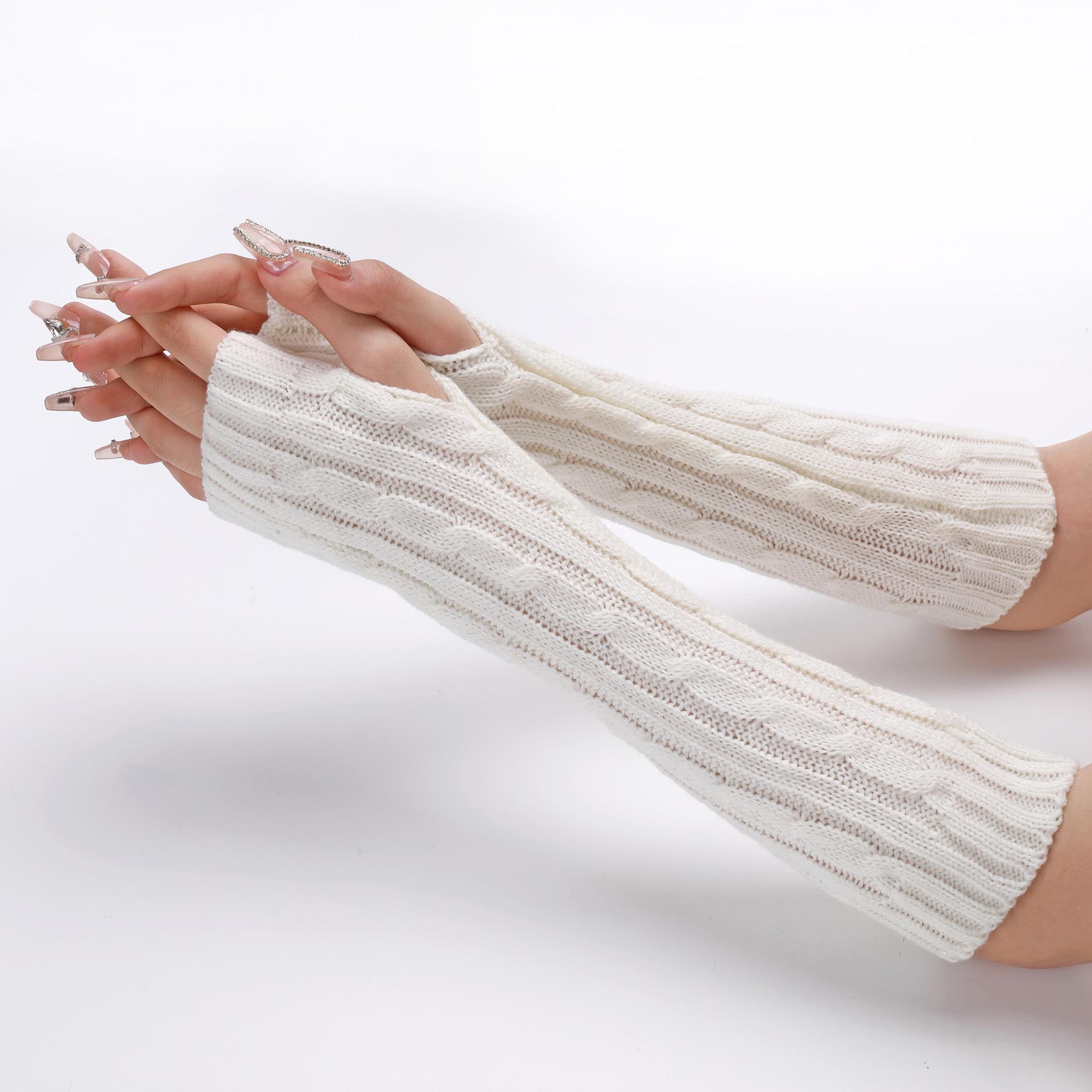 White 30cm Glove New Autumn and Winter Men and Women Mid To Long Fake Sleeves Knitted Yarn Insulation Dew Half Finger Arm Cover
White 30cm Glove New Autumn and Winter Men and Women Mid To Long Fake Sleeves Knitted Yarn Insulation Dew Half Finger Arm Cover