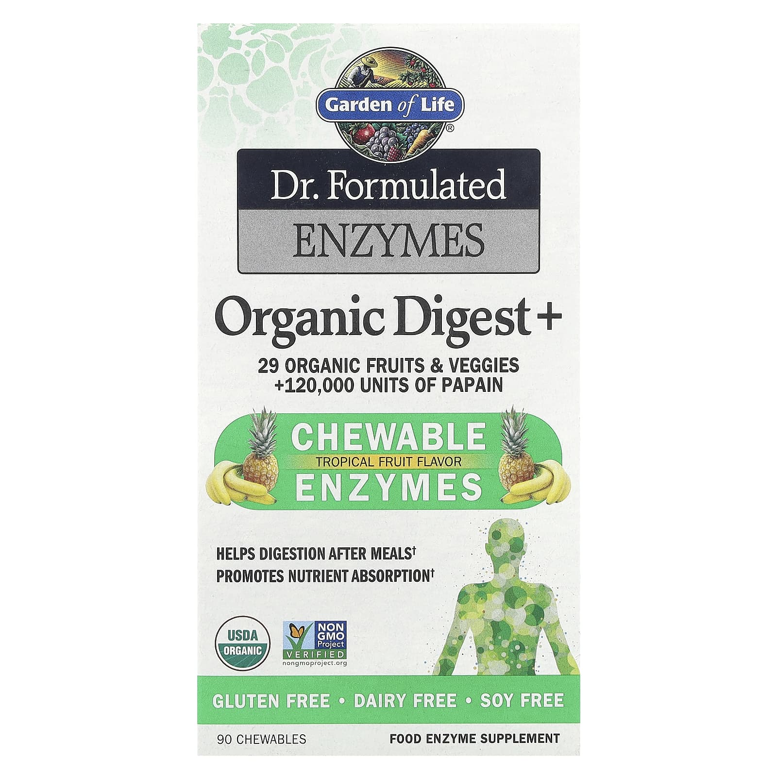 Dr. Formulated Enzymes, Organic Digest +, Tropical Fruit Flavors, 90 Chewable Tablets
Dr. Formulated Enzymes, Organic Digest +, Tropical Fruit Flavors, 90 Chewable Tablets