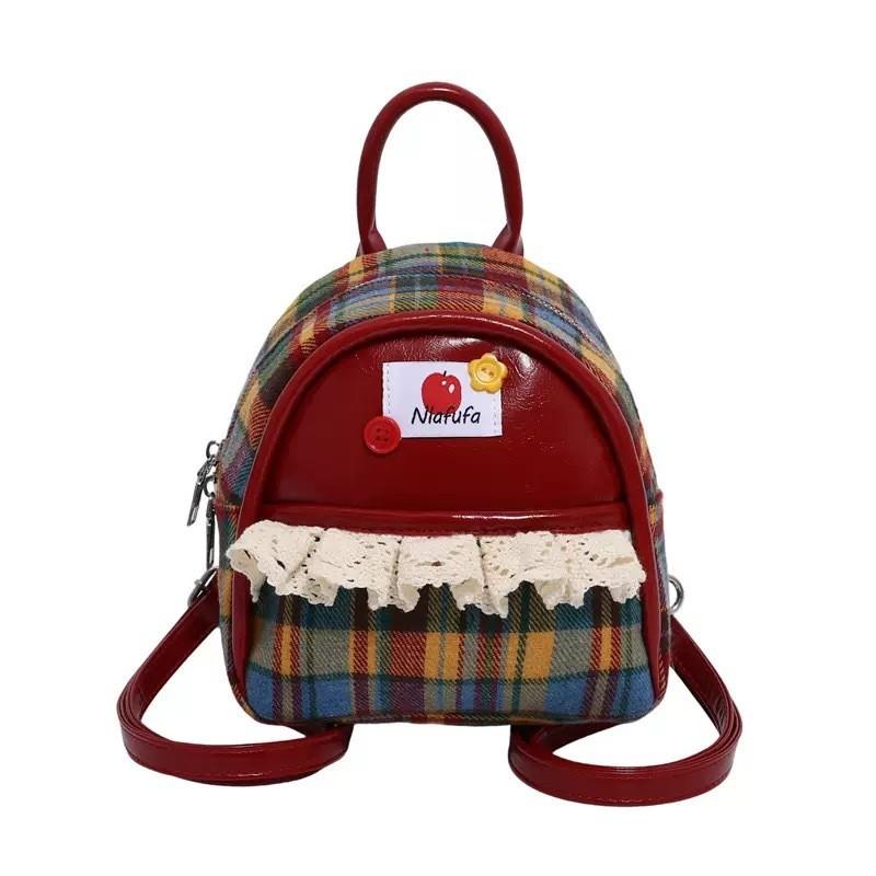 Vintage Red Plaid Kitty Backpack With Lace Detail For Daily Use S
Vintage Red Plaid Kitty Backpack With Lace Detail For Daily Use S