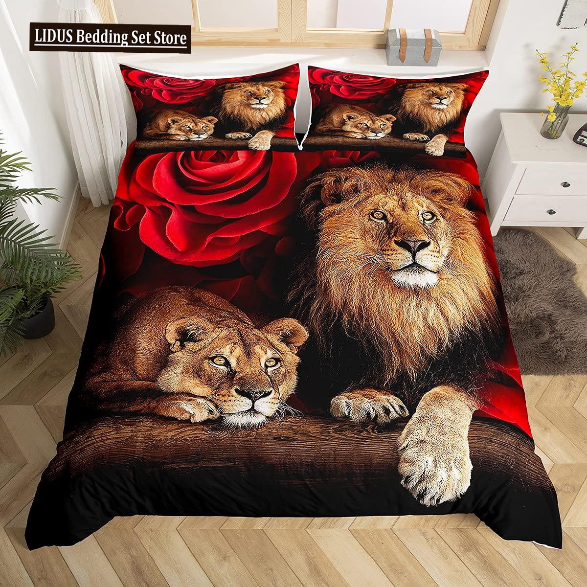 Lion Rose Duvet Cover Sets King Size Animal Floral Print Polyester Comforter Cover Nature Theme Bedding Set For Kids Adult Teens EU single(135x200cm)
Lion Rose Duvet Cover Sets King Size Animal Floral Print Polyester Comforter Cover Nature Theme Bedding Set For Kids Adult Teens EU single(135x200cm)
