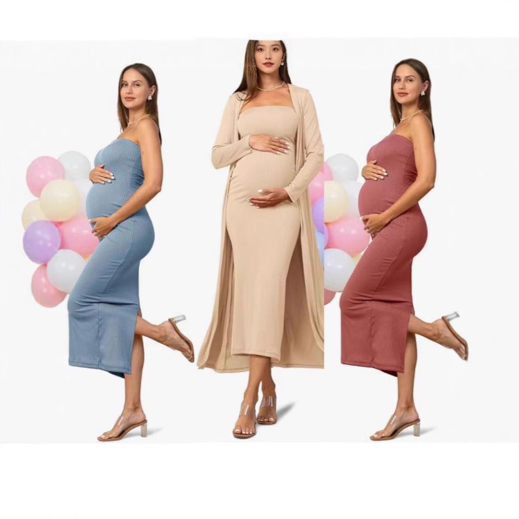 Two-Piece Strapless Maternity Dress and Long Coat Set, Plus Size, Stretch Commuter Style. Medium
Two-Piece Strapless Maternity Dress and Long Coat Set, Plus Size, Stretch Commuter Style. Medium