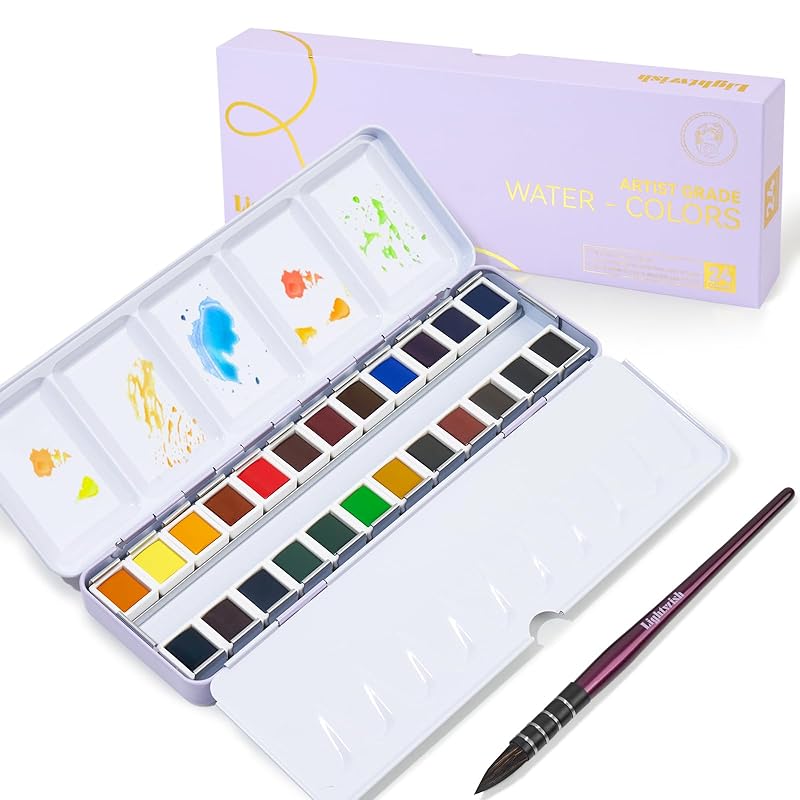 LIGHTWISH Watercolor Paint Set, 24 Colors Professional Watercolor Paints with Watercolor Brushes, Travel Watercolor Set for Artists and Craftsmen, Art
LIGHTWISH Watercolor Paint Set, 24 Colors Professional Watercolor Paints with Watercolor Brushes, Travel Watercolor Set for Artists and Craftsmen, Art