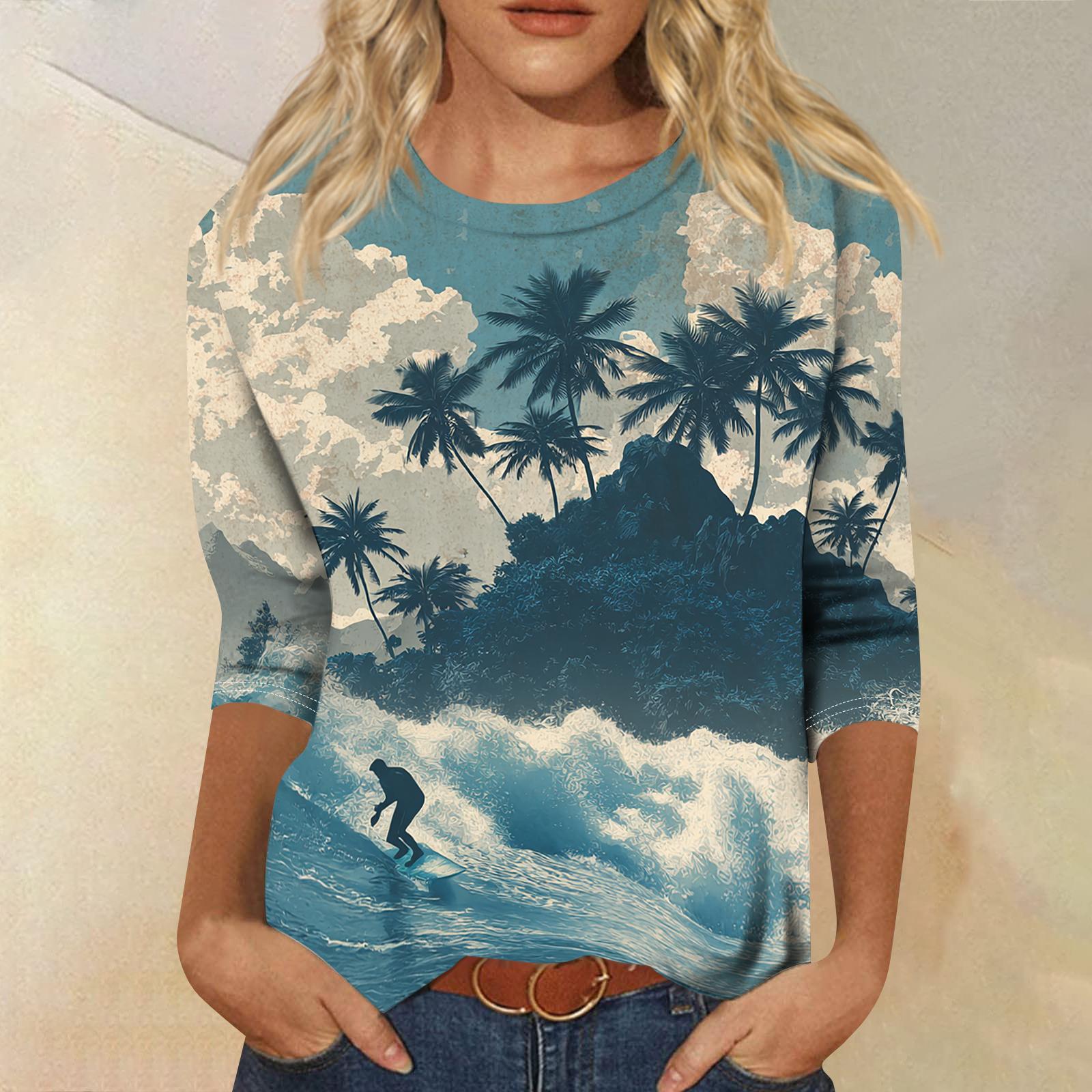 Women s Fashionable Casual Round Neck Three-quarter Sleeve Hawaiian Print T-shirt Top L
Women s Fashionable Casual Round Neck Three-quarter Sleeve Hawaiian Print T-shirt Top L