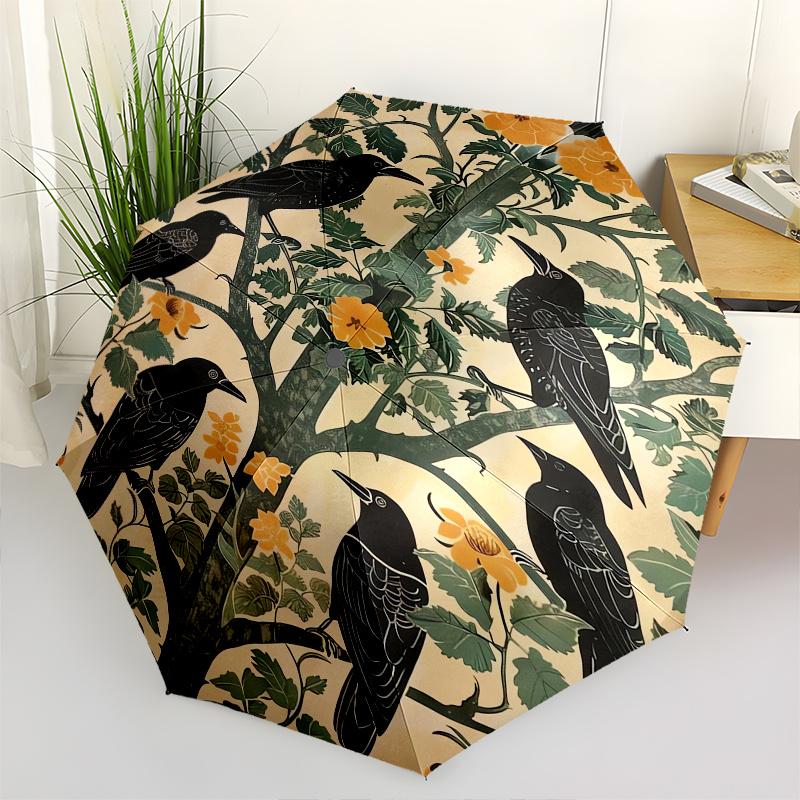 Crows, Floral Theme 8 Bone Hand Automatic Folding Umbrella, Compact and Portable Design, A Perfect Gift for Birthday, Christmas or Business
Crows, Floral Theme 8 Bone Hand Automatic Folding Umbrella, Compact and Portable Design, A Perfect Gift for Birthday, Christmas or Business