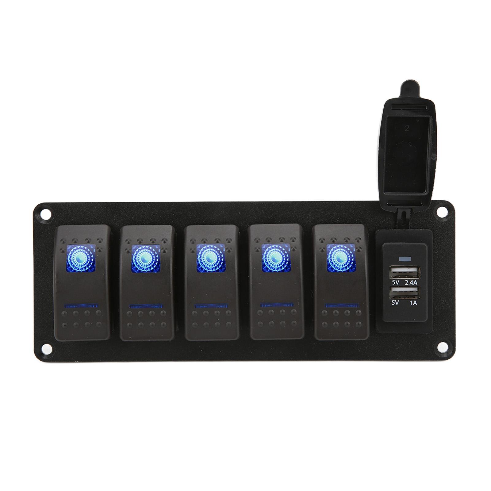 12В24 В 5-клавишная панель клавишных переключателей с двумя USB 5 В 3,4 А синяя светодиодная подсветка для морской лодки автомобиля грузовика
12В24 В 5-клавишная панель клавишных переключателей с двумя USB 5 В 3,4 А синяя светодиодная подсветка для морской лодки автомобиля грузовика