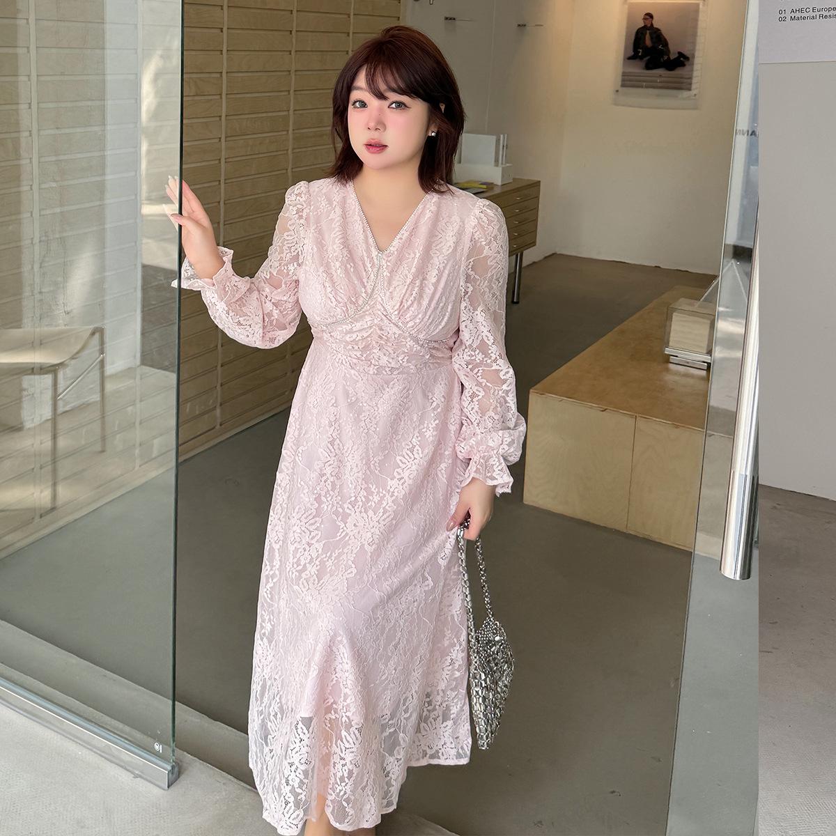 Plus Size Rhinestone Lace V-Neck Dress for Women - Spring/Autumn Style 4XL розовый
Plus Size Rhinestone Lace V-Neck Dress for Women - Spring/Autumn Style 4XL розовый
