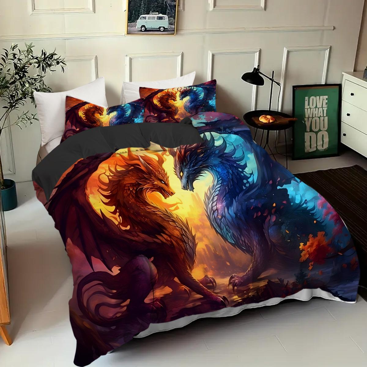 Two Dragons Pattern 3D Printed Duvet Cover Set Soft Comfortable Bedding Set Red Blue Wildlife Style Quilt Cover Set Pillowcases 135x200cm 2pcs
Two Dragons Pattern 3D Printed Duvet Cover Set Soft Comfortable Bedding Set Red Blue Wildlife Style Quilt Cover Set Pillowcases 135x200cm 2pcs