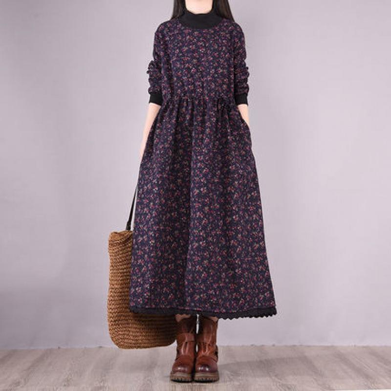 Ретро Свободное Женское Цветочное Платье с Полувысоким Воротником Large size L темно-синий
Ретро Свободное Женское Цветочное Платье с Полувысоким Воротником Large size L темно-синий