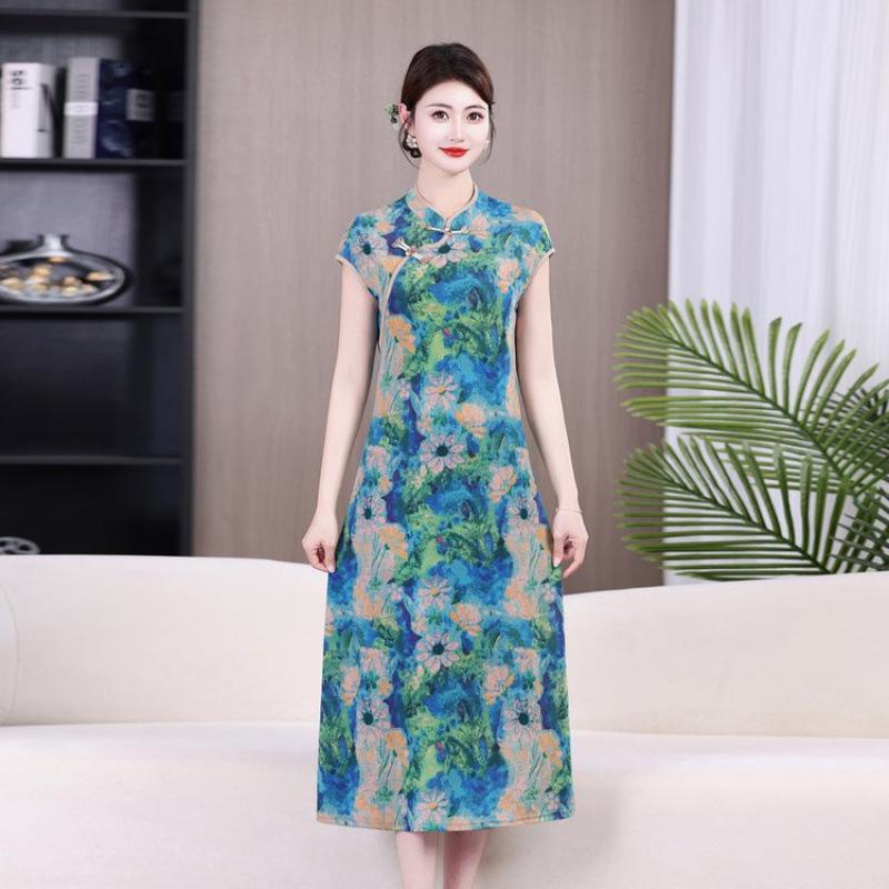 Summer Cheongsam Dress for Middle-Aged Moms (50-60) - Flattering Fit for a Stylish Look XL (80-105 Jin)
Summer Cheongsam Dress for Middle-Aged Moms (50-60) - Flattering Fit for a Stylish Look XL (80-105 Jin)