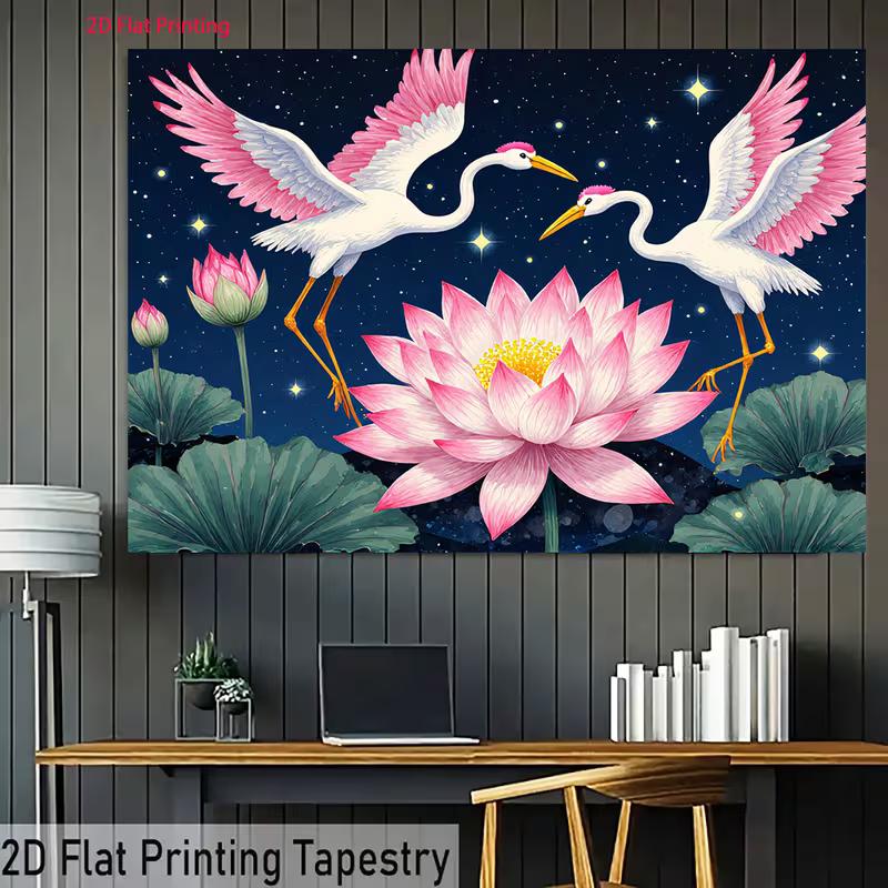 2D Starry Night Crane Lotus Tapestry, Floral Nature Wall Art for Bedroom & Dorm 47.2x31.5inch/120*80cm
2D Starry Night Crane Lotus Tapestry, Floral Nature Wall Art for Bedroom & Dorm 47.2x31.5inch/120*80cm