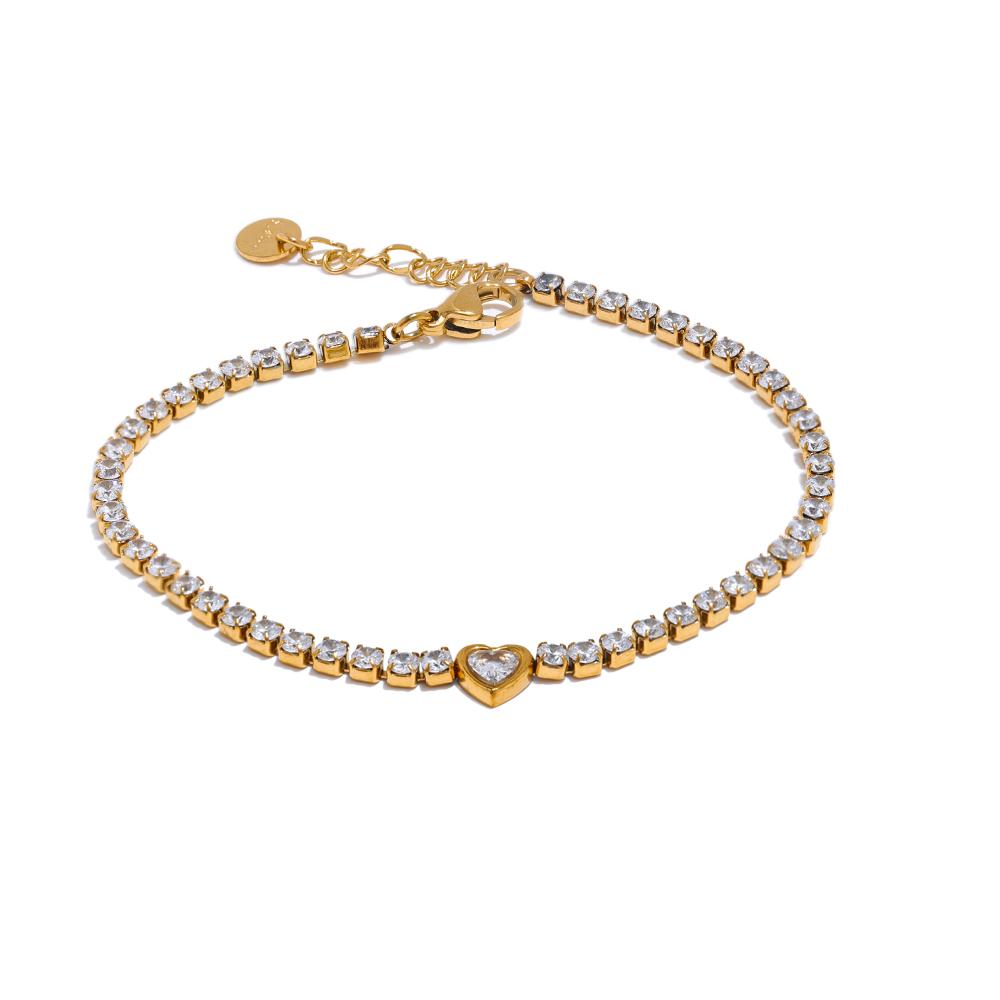 Yhpup Delicate Bling Cubic Zirconia Heart Chain Bracelet Bangle Exquisite Stainless Steel Shiny Waterproof Wrist Jewelry Gift Real Gold PVD Plated&22cm
Yhpup Delicate Bling Cubic Zirconia Heart Chain Bracelet Bangle Exquisite Stainless Steel Shiny Waterproof Wrist Jewelry Gift Real Gold PVD Plated&22cm