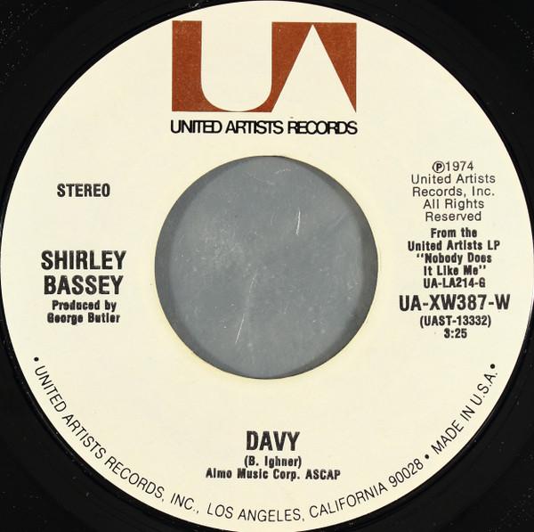 7inch Record SHIRLEY BASSEY Davy UAXW387W UNITED ARTISTS 1974 US Jazz Used
7inch Record SHIRLEY BASSEY Davy UAXW387W UNITED ARTISTS 1974 US Jazz Used