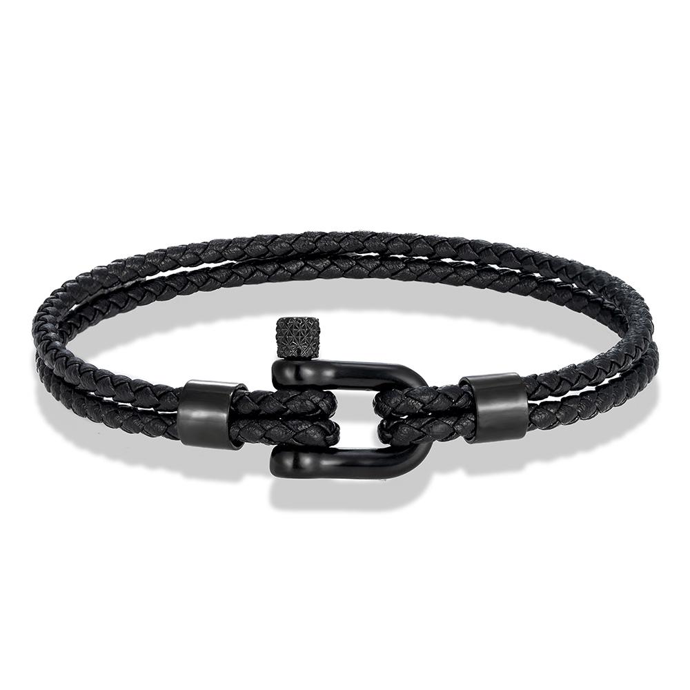 MKENDN Black Stainless Steel Shackle Bracelet Double Layer Blue Leather Handmade Nautical Jewelry for Men Women 23cm чорний
MKENDN Black Stainless Steel Shackle Bracelet Double Layer Blue Leather Handmade Nautical Jewelry for Men Women 23cm чорний