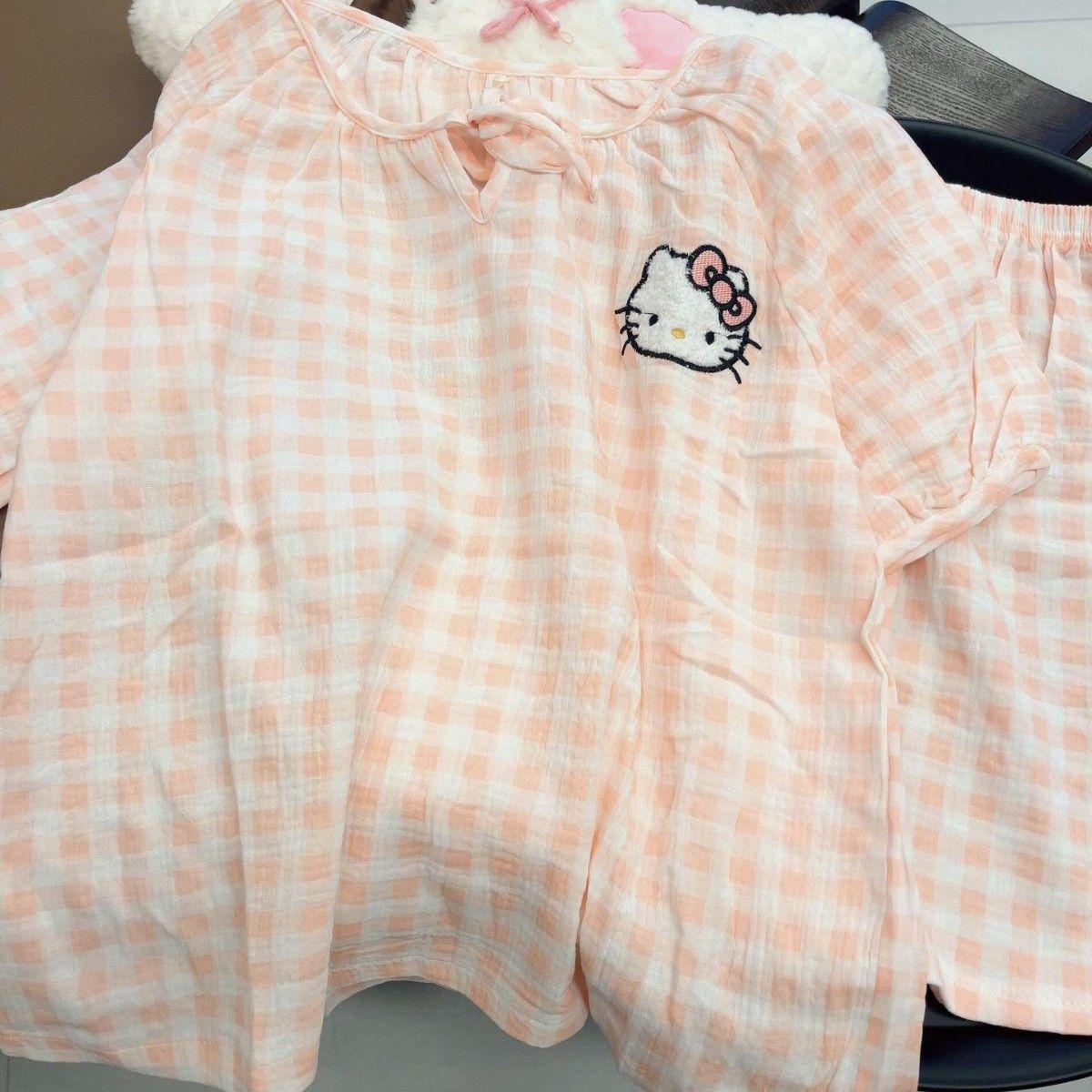 ins style pink plaid Kitty cat pajamas women s summer short-sleeved shorts set can be worn outside loungewear two-piece set S
ins style pink plaid Kitty cat pajamas women s summer short-sleeved shorts set can be worn outside loungewear two-piece set S