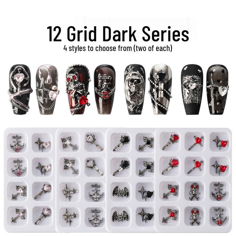 Dark Skull Retro Chrome Hearts & Rhinestone Spider Angel Nail Art Set - 12 Pieces
Dark Skull Retro Chrome Hearts & Rhinestone Spider Angel Nail Art Set - 12 Pieces